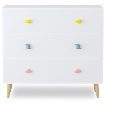 Vynxaria Kids 3 Drawer Dresser, Baby Nightstand & Storage Cabinet for Toddler Room, Nursery, Living Room & Apartment (Colorful)