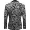 Men's Gold-Foil Printed Suit Jacket Blazer with Velvet-Like Base Fabric Silver Black XL - 4 of 4