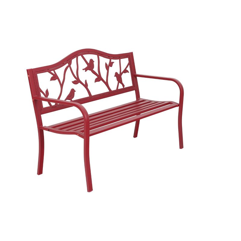Metal Patio Bench with Steel Frame - Red - Captiva Designs, 4 of 9