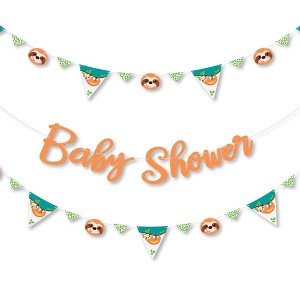 Big Dot of Happiness Let's Hang - Sloth - Baby Shower Letter Banner Decoration - 36 Banner Cutouts and Baby Shower Banner Letters - 1 of 4