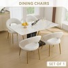 Set of 1 Teddy Fabric Dining Chairs With Curved Backrest and Golden Metal Legs for Kitchen or Dining Room ,White - 3 of 4