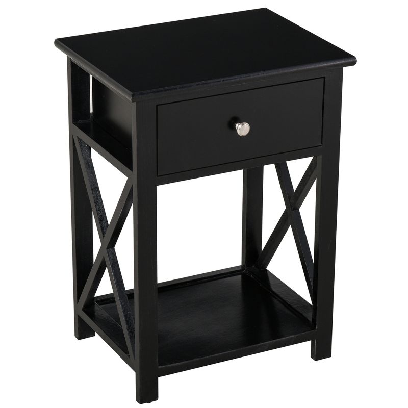 HOMCOM 22” Traditional Wood Accent End Table With Storage Drawer for Living Room or Bedroom, 4 of 7