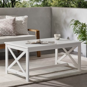 Wooakway 40 Inch Rectangle Natural Solid Wood Outdoor Coffee Table - 1 of 4