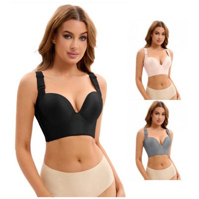 INSPIRE CHIC 3 Pcs Women's Wirefree Convertible Tummy Control 6 Hooks Push Up Bras