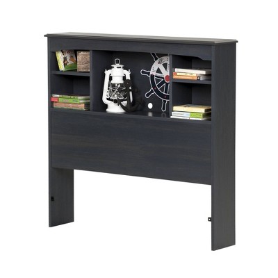 Blueberry Twin Wood Bookcase Headboard with Storage