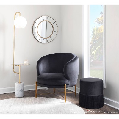 Contemporary White & Gold Marble-Base Floor Lamp with Side Table