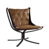 30" Carney Accent Chair Coffee Top Grain Leather - Acme Furniture: Metal Frame, Tufted, No Assembly Required - 3 of 4