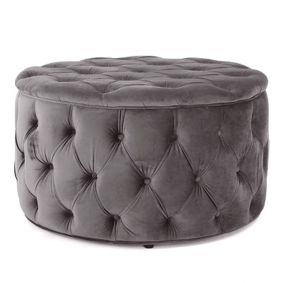 NicBex Ottoman Foot Rest with Buttons Stylish Footstools and Ottomans Round Upholstered Velvet Ottoman for Bedroom, Living Room
