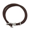 Black Bow Jewelry Stainless Steel & Braided Brown Leather Fancy Hook Bracelet, 8 Inch - 2 of 4