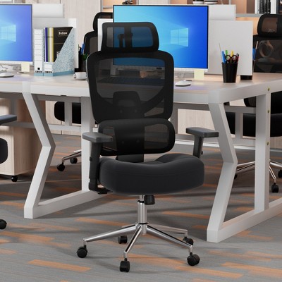 VECELO High Back Ergonomic Office Chair with Wheels, Tilt Mesh Computer Desk Chair with 3D Armrests & Headrest, Lumbar Support, Black