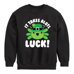 Boys' - Instant Message - St. Patrick's Day It Takes Alotl Luck Graphic Long Sleeve Fleece Sweatshirt - 1 of 4