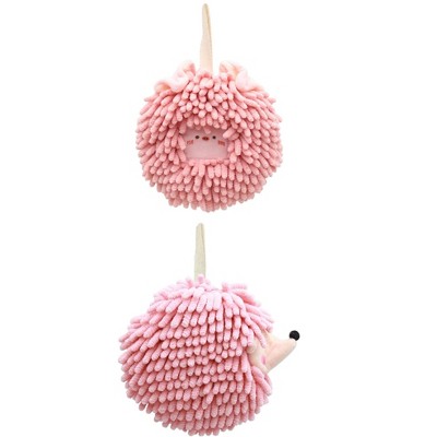 REGALWOVEN Chenille Fuzzy Ball Cute Cartoon Decorative Hand Drying Hanging Hand Towel for Bathroom 7" x 7" 2 Pcs