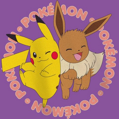 Pokemon Girl's Pokemon Pals Pikachu and Eevee T-Shirt - Purple Berry - Medium — фото 2