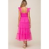 Pinkblush Fuchsia Smocked Mesh Ruffle Accent Maternity Midi Dress - 3 of 4