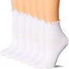 Solid White Turn-Cuff Quarter Ruffle Socks 6 Pack + Solid Multicolor Turn-Cuff Quarter Ruffle Socks 3 Pack - 2 of 3