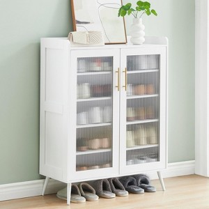 Shoe Cabinet, 5-Tier Shoe Storage Cabinet with Glass Doors, Shoes Organizer for Entryway, Hallway and Living Room - 1 of 4
