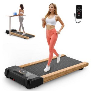 Redliro Wood-Style Walking Pad Treadmill, Portable Under Desk Treadmill for Home Office, 3.0HP Quiet Workout Equipment with 300 lb Capacity - 1 of 3