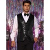 INSPIRE CHIC Men's V-Neck Disco Party Shiny Sequins Waistcoat with Bowtie - 2 of 4