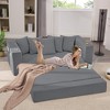 QingMoon Pull Out Loveseat Sofa, Foldable Floor Couch Bed, Corduroy Boneless Sofa with 5 Pillows, Side Pocket, Cup Holders for Living Room, Bedroom - 2 of 4