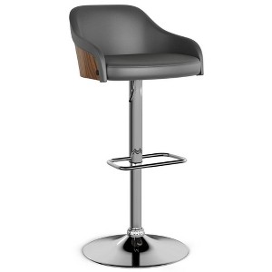 Myers Adjustable Barstool Charcoal Gray - WyndenHall: Mid Century Modern, Swivel, Ergonomic, Faux Leather - 1 of 4