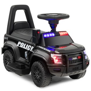 Infans 2-in-1 6V Kids Ride On Police Car Toddler Push Car w/ Megaphone & Horn Black - 1 of 4