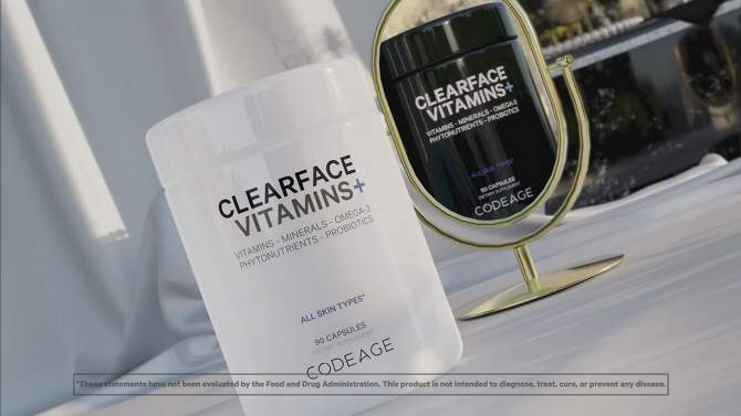 Codeage Clearface Vitamins, All Skin Type Multivitamins, Minerals, Botanicals, Probiotics - 90ct, 2 of 9, play video
