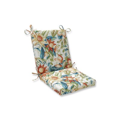 Botanical Glow Tiger Lily Squared Corners Outdoor Chair Cushion Blue - Pillow Perfect