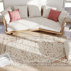 Aghana Digitals Mixed-Brown Flannel Area Rug 8x10, Non-Slip TPR Backing, Classical Symmetrical - 1 of 4
