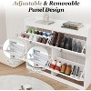 Large Rattan Shoe Storage Cabinet with 4 Flip Drawers, Freestanding Shoe Organizer with Wooden Legs for Entryway - 3 of 4