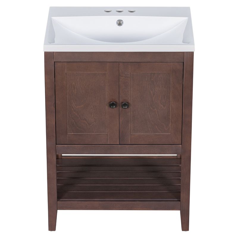 24" Modern Stylish Bathroom Vanity with Porcelain Sink and Open Shelves - ModernLuxe, 5 of 10