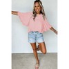 Amaryllis Women's Ruffle Sleeve Blouse Elegant Mock Neck Relaxed Fit Lightweight Versatile Chic - 3 of 4