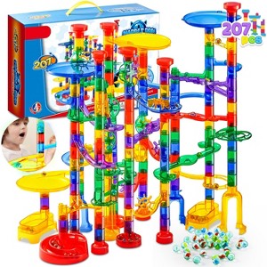 Joyfy 207Pcs Glowing Marble Run with 5 Glow in The Dark Glass Marbles, Construction Building Blocks Educational STEM Toy Boys Girls Birthday Xmas Gift - 1 of 4