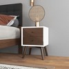 Gulches Serenity Nightstand - 2-Drawer White Mid-Century Accent Piece - 4 of 4