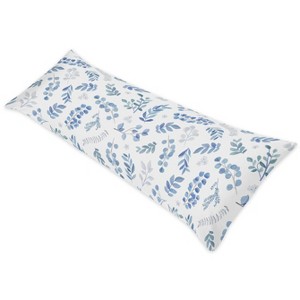 Sweet Jojo Designs Gender Neutral Unisex Body Pillow Cover (Pillow Not Included) 54in.x20in. Botanical Blue and White - 1 of 3