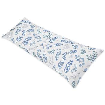 Sweet Jojo Designs Gender Neutral Unisex Body Pillow Cover (Pillow Not Included) 54in.x20in. Botanical Blue and White
