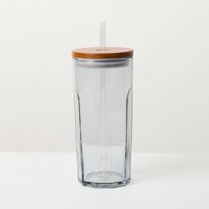 21oz Glass Tumbler with Wooden Lid - Hearth & Hand™ with Magnolia - 1 of 4