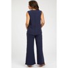 Pinkblush Navy Blue Slub Knit Maternity Pants Set - 3 of 4