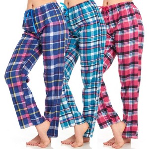 Women’s Flannel Pajama Pants - Ladies’ Soft Plaid Pajama Pants - Comfortable pajama pants for women, Pack Of 3 - 1 of 4