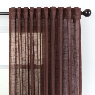 Brown Polyester Light-Filtering Semi-Sheer Curtain Panels, 52" x 63"
