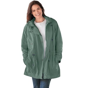 Woman Within Women's Plus Size Fleece-Lined Taslon Anorak - 1 of 4