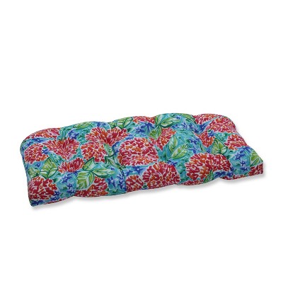 Garden Blooms Wicker Outdoor Loveseat Cushion Pink - Pillow Perfect