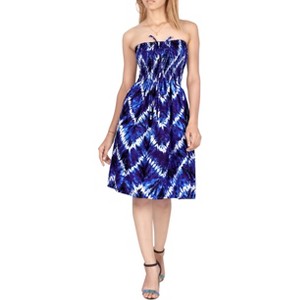 LA LEELA Women's Tube Dress Mini Top Backless One Size Berry Chevron - 1 of 3