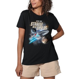 Women's Star Trek Strange New Worlds Enterprise Loose T-Shirt Black - 1 of 4