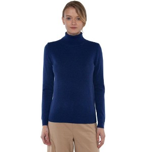 JENNIE LIU Women's 100% Pure Cashmere Long Sleeve Turtleneck Pullover Sweater - 1 of 4