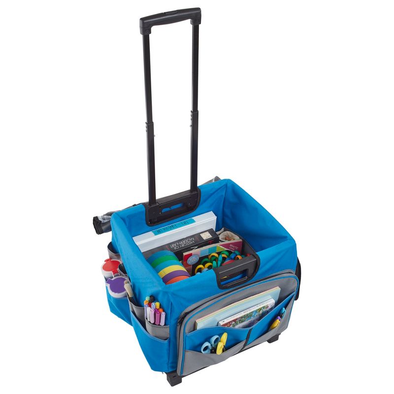 ECR4Kids Universal Rolling Cart with Canvas Organizer Bag, Mobile Storage, Blue/Grey, 4 of 9
