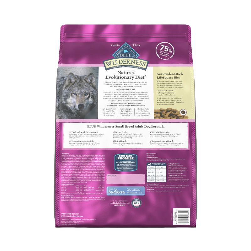Blue Buffalo Wilderness High Protein Natural Small Breed Adult Dry Dog Food plus Wholesome Grains with Chicken - 13lbs, 3 of 13