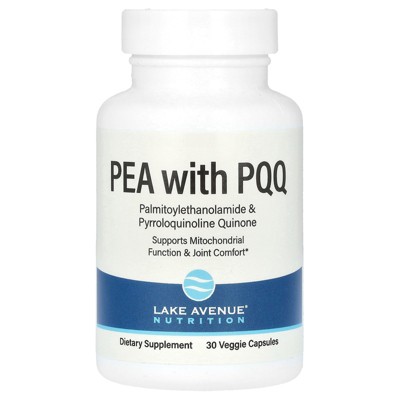 Lake Avenue Nutrition PEA 300 mg + PQQ 10 mg, 30 Veggie Capsules