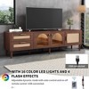 CAVINAS TV Stand Rattan TV Stand LED Light for TVs up to 80" Entertainment Center with Cabinets and Drawers - 4 of 4