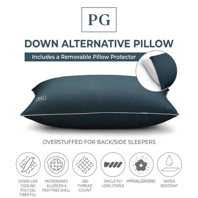 Basics Down Alternative Pillows, Soft Density For Stomach and Back  Sleepers, Standard, Pack of 2, White, 26 in L x 20 in W