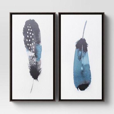 (Set of 2) 12" x 24" Feather Stack Framed Canvas - Threshold™